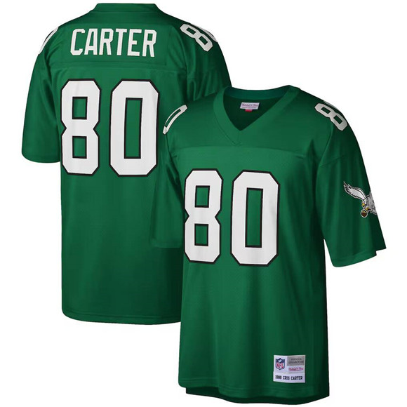 Men's Green Philadelphia Eagles #80 Cris Carter Throwback Stitched Football Jersey